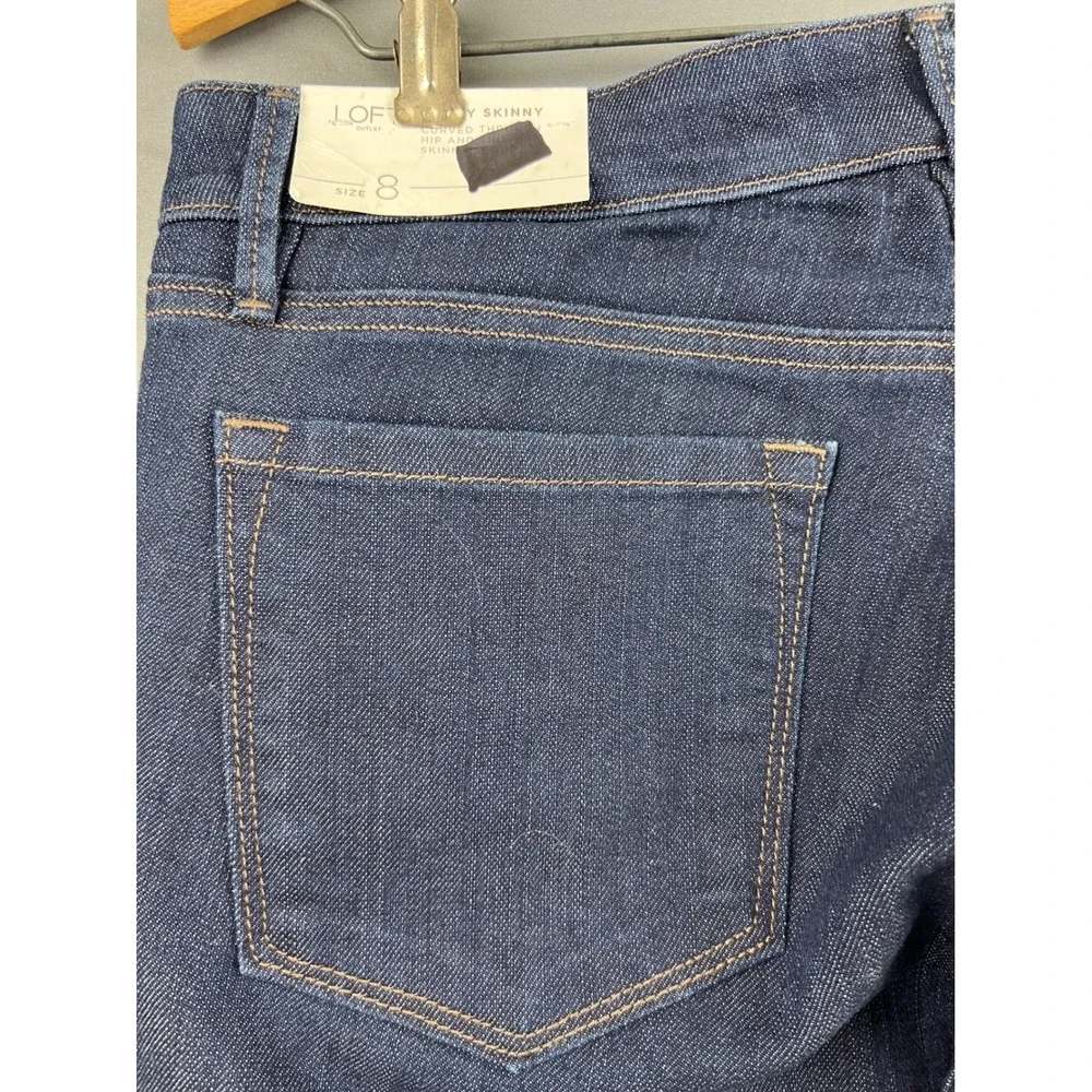 Loft Outlet Jeans Womens 8 Curvy Skinny Dark Indigo Blue Denim NWT